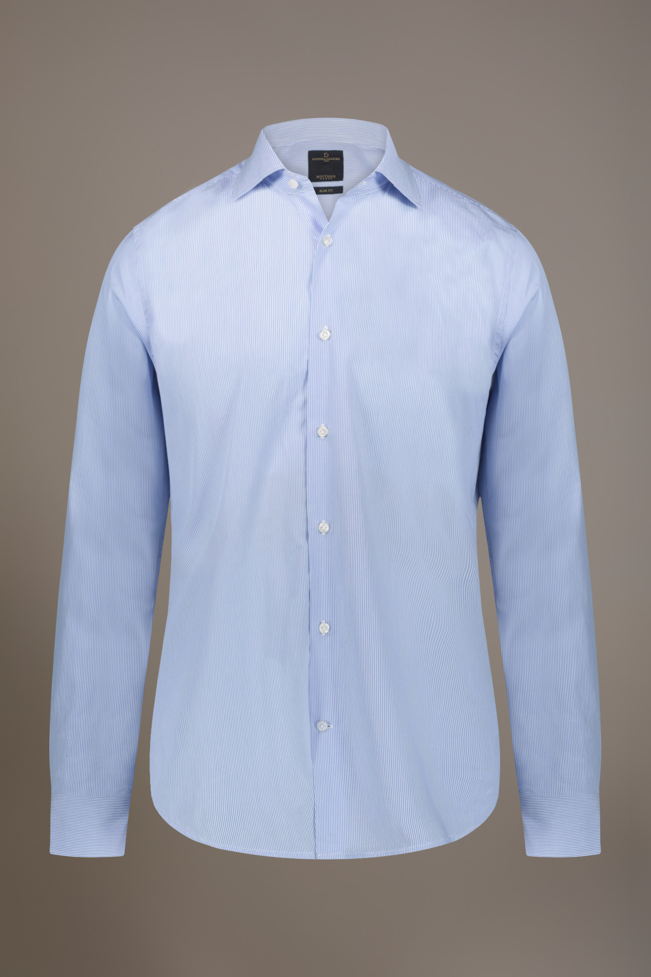 Classic shirt with french collar slim fit yarn dyed thin stripes image number null