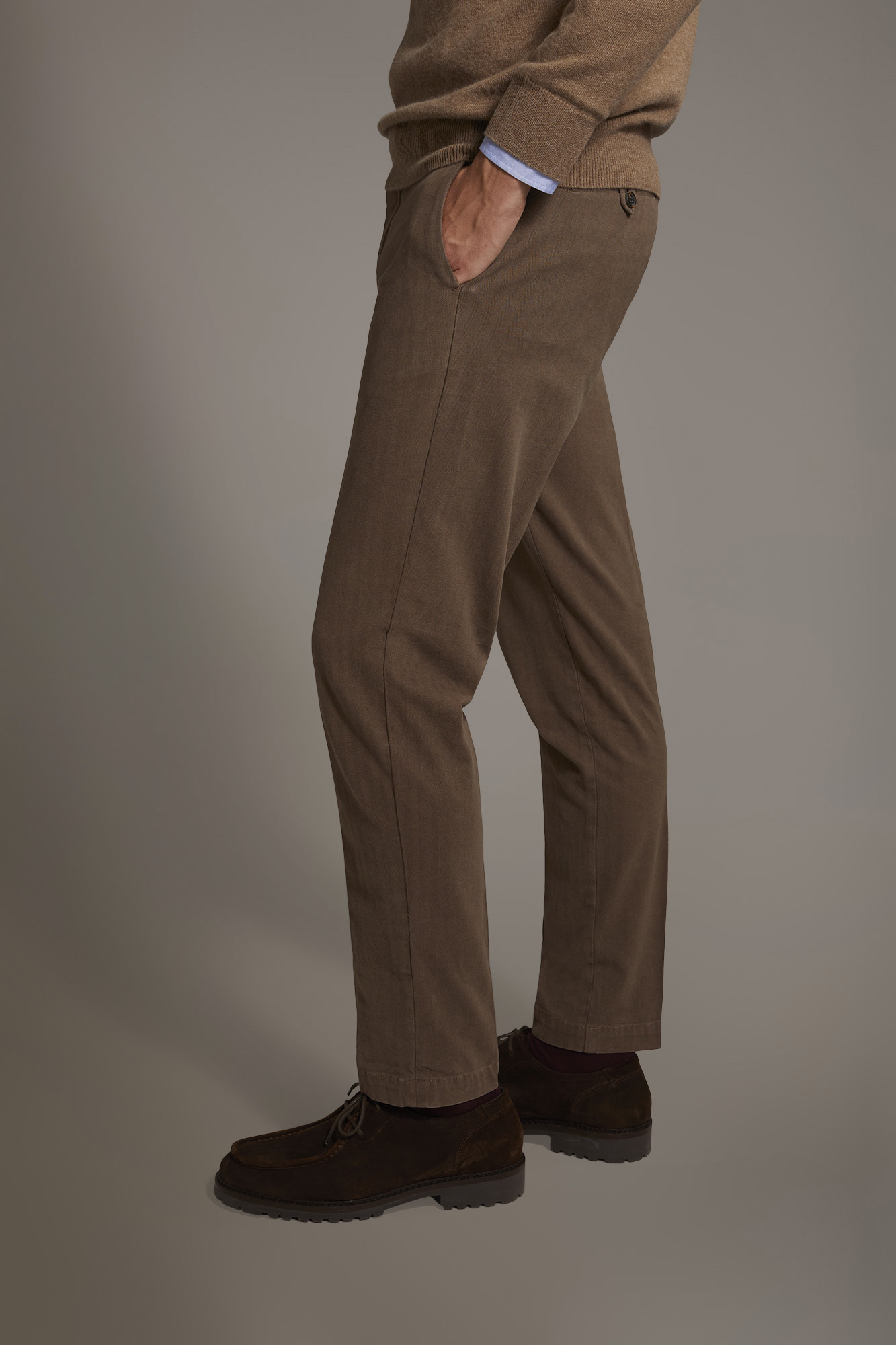 Pantalone classico regular fit tessuto spigato image number null