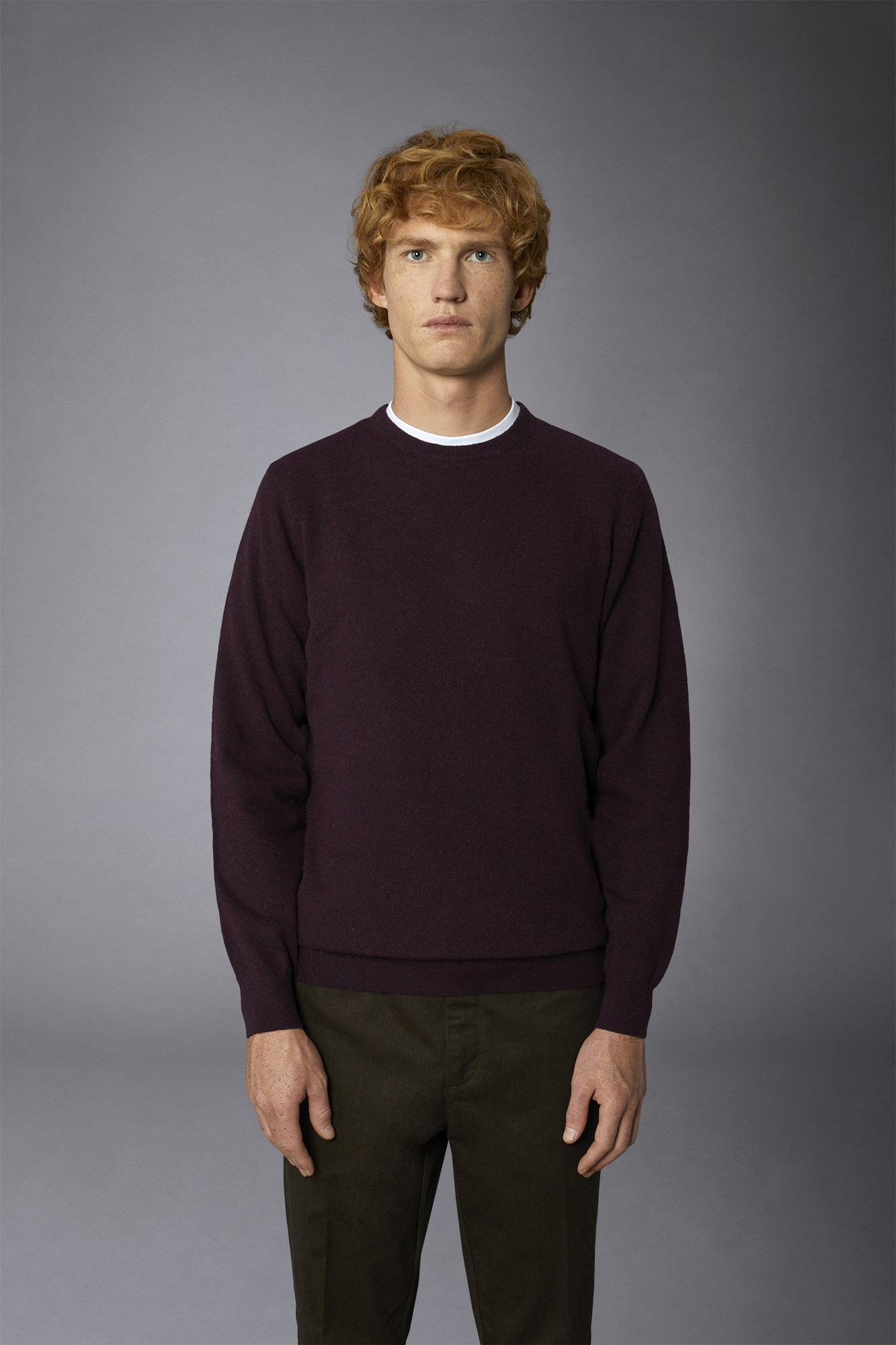 Men's crew neck wool blend lambswool regular fit sweater image number null
