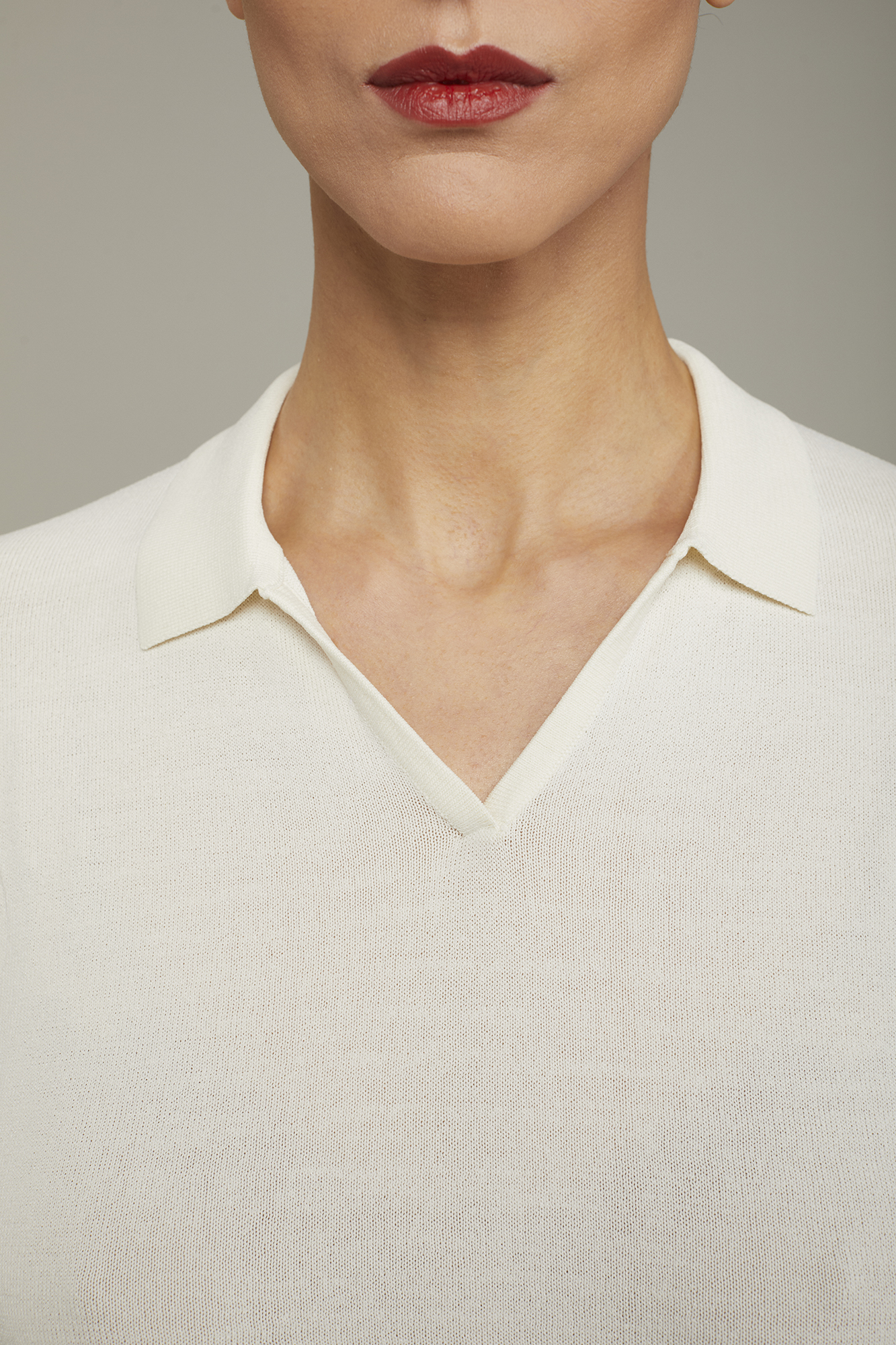 Langärmeliges Damen-Poloshirt aus Strick image number null
