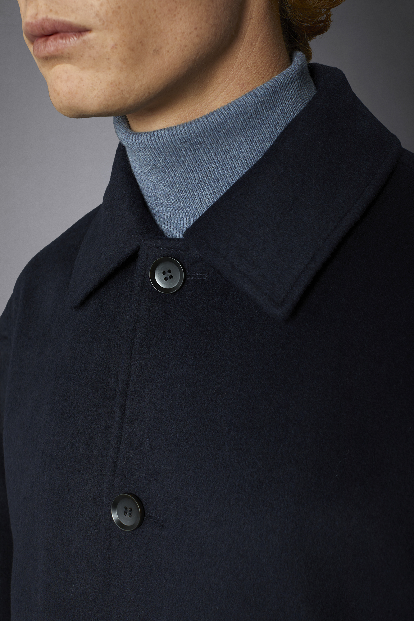 Men's single-breasted wool blend coat image number null